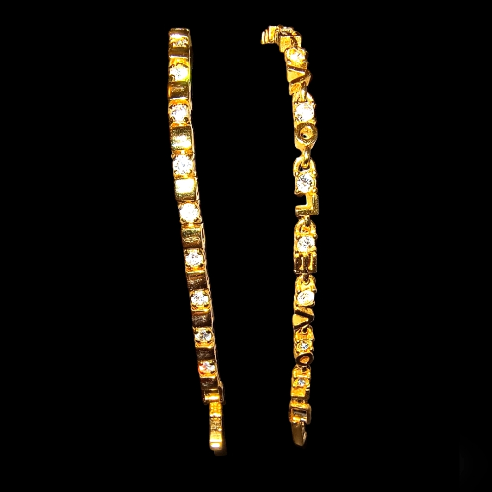 Stylish Gold Tone Tennis Bracelets--2 Piece Bundle